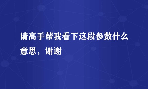 请高手帮我看下这段参数什么意思，谢谢