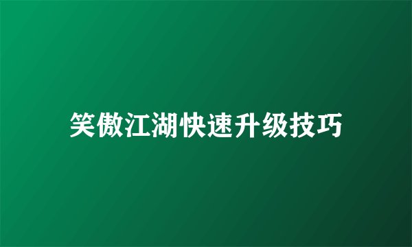 笑傲江湖快速升级技巧
