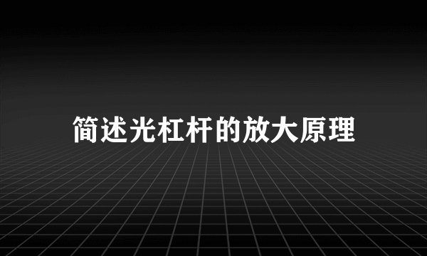 简述光杠杆的放大原理