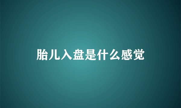 胎儿入盘是什么感觉