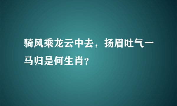 骑风乘龙云中去,扬眉吐气一马归是何生肖?