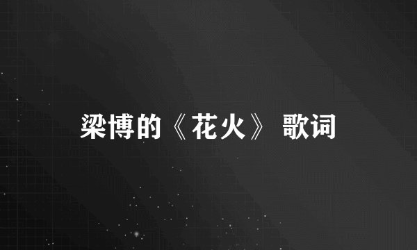 梁博的《花火》 歌词