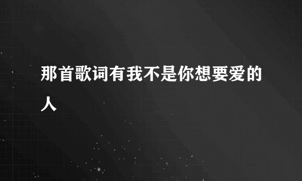 那首歌词有我不是你想要爱的人