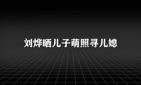刘烨晒儿子萌照寻儿媳