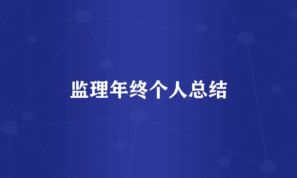 监理年终个人总结