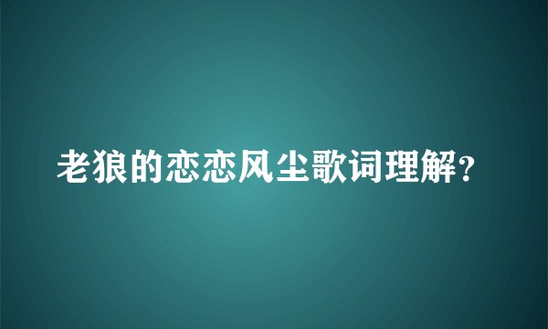 老狼的恋恋风尘歌词理解?