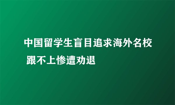 中国留学生盲目追求海外名校 跟不上惨遭劝退