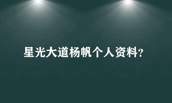 星光大道杨帆个人资料?