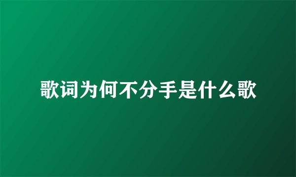 歌词为何不分手是什么歌