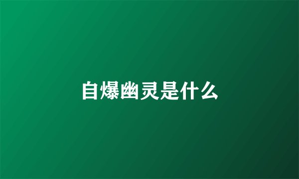 自爆幽灵是什么
