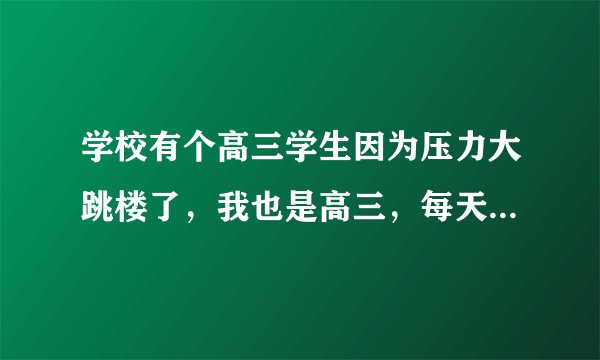 学校有个高三学生因为压力大跳楼了，我也是高三，每天晚上写到12点，白天没有一天脑子是清醒的，感觉压