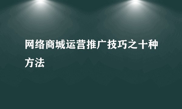 网络商城运营推广技巧之十种方法