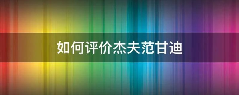 如何评价杰夫范甘迪