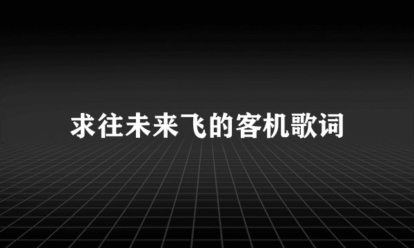 求往未来飞的客机歌词