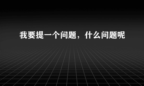 我要提一个问题，什么问题呢