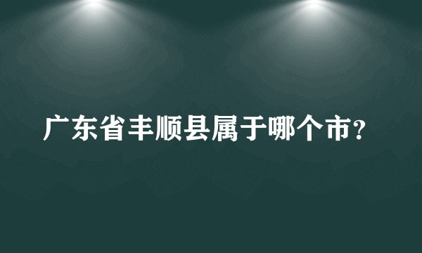 广东省丰顺县属于哪个市？