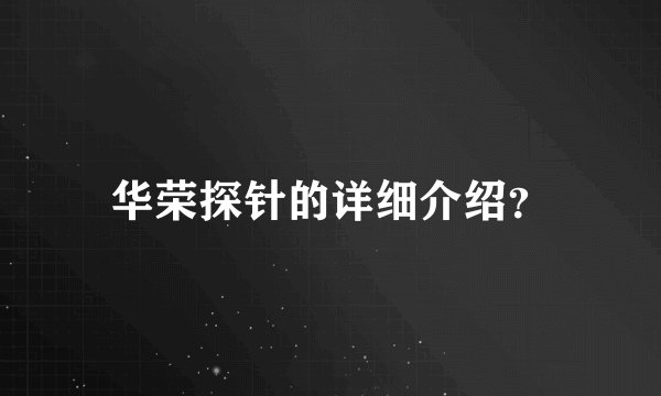 华荣探针的详细介绍？