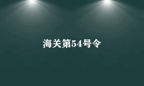 海关第54号令