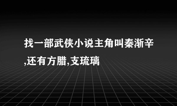 找一部武侠小说主角叫秦渐辛,还有方腊,支琉璃