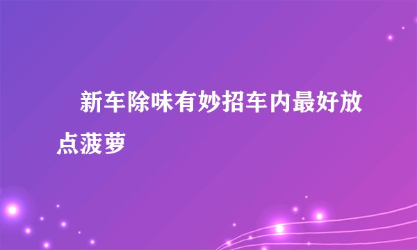 ​新车除味有妙招车内最好放点菠萝