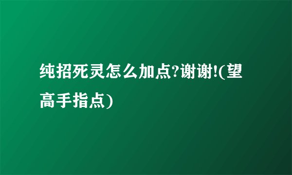 纯招死灵怎么加点?谢谢!(望高手指点)