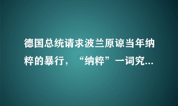 德国总统请求波兰原谅当年纳粹的暴行，“纳粹”一词究竟代表怎样的含义？