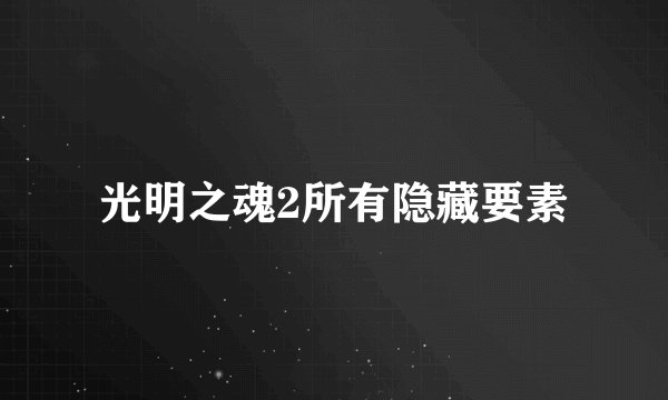 光明之魂2所有隐藏要素