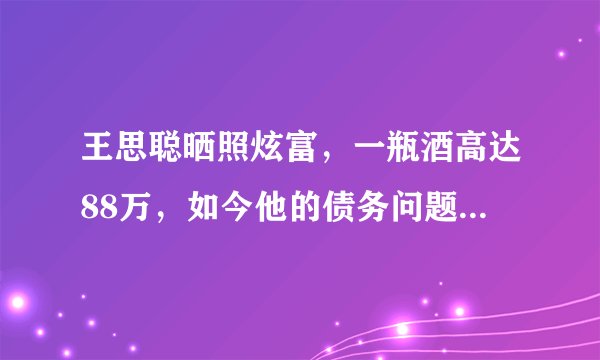 王思聪晒照炫富,一瓶酒高达88万,如今他的债务问题怎么样了?