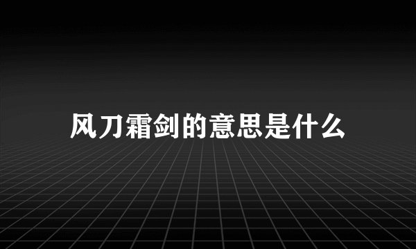 风刀霜剑的意思是什么