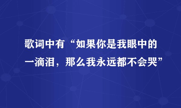 歌词中有“如果你是我眼中的一滴泪,那么我永远都不会哭”