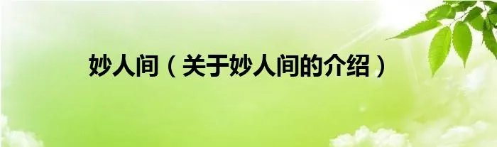 妙人间（关于妙人间的介绍）