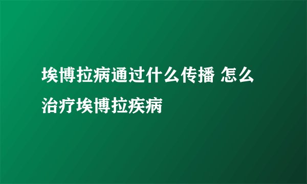 埃博拉病通过什么传播 怎么治疗埃博拉疾病