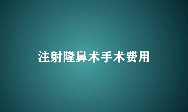 注射隆鼻术手术费用