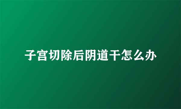 子宫切除后阴道干怎么办