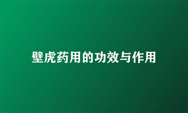 壁虎药用的功效与作用