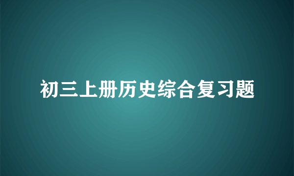 初三上册历史综合复习题