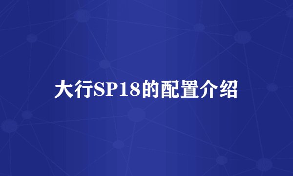 大行SP18的配置介绍