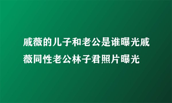 戚薇的儿子和老公是谁曝光戚薇同性老公林子君照片曝光