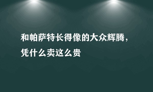 和帕萨特长得像的大众辉腾，凭什么卖这么贵
