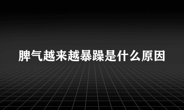 脾气越来越暴躁是什么原因