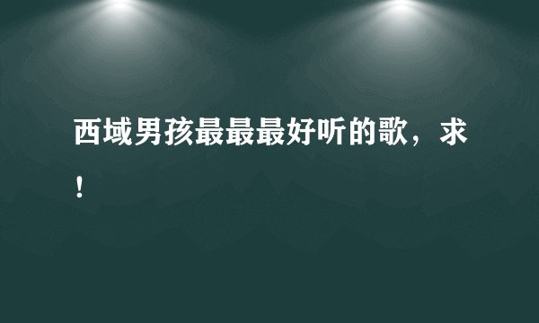 西域男孩最最最好听的歌，求！