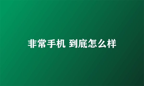 非常手机 到底怎么样