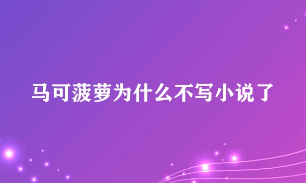 马可菠萝为什么不写小说了