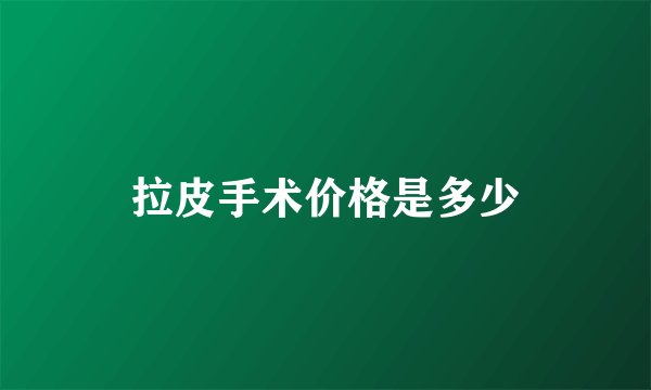 拉皮手术价格是多少
