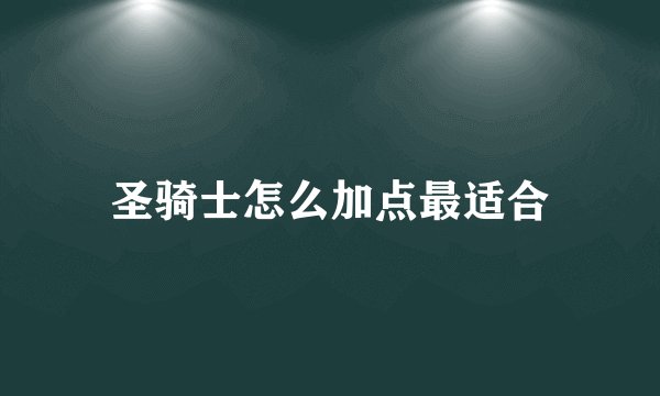 圣骑士怎么加点最适合