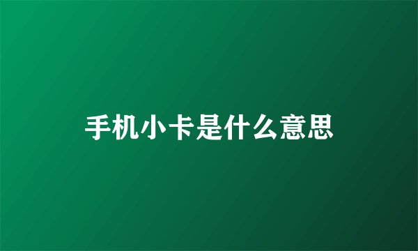 手机小卡是什么意思