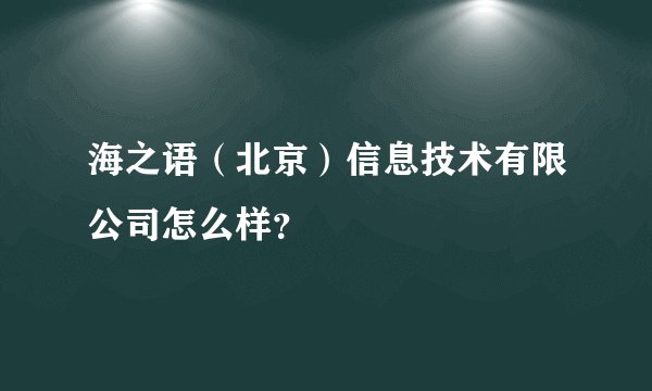 海之语（北京）信息技术有限公司怎么样？