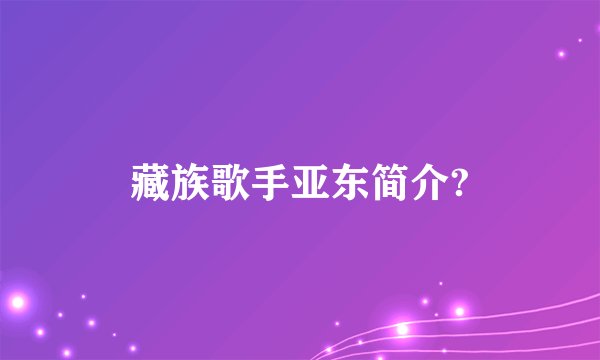 藏族歌手亚东简介?