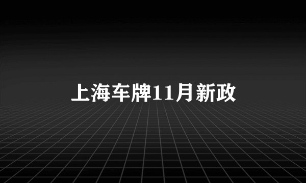 上海车牌11月新政