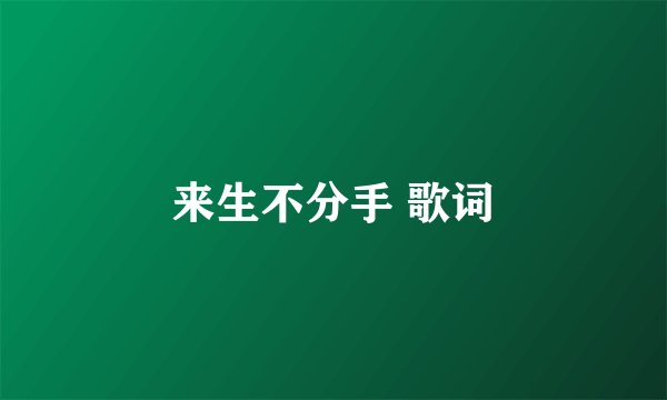 来生不分手 歌词